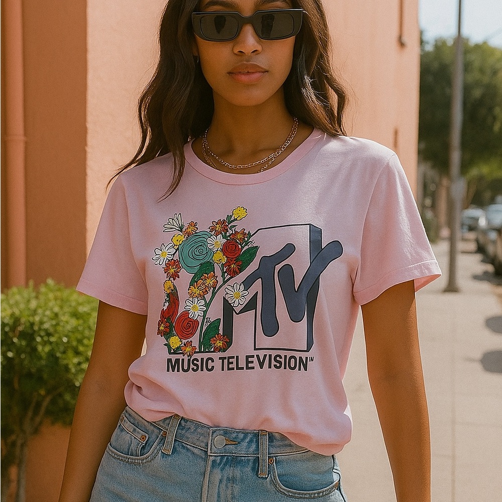 MTV Light Pink Logo Tee